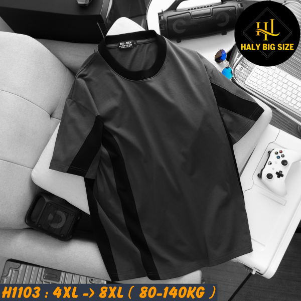 Áo thun nam cotton phối sọc hai bên H1103