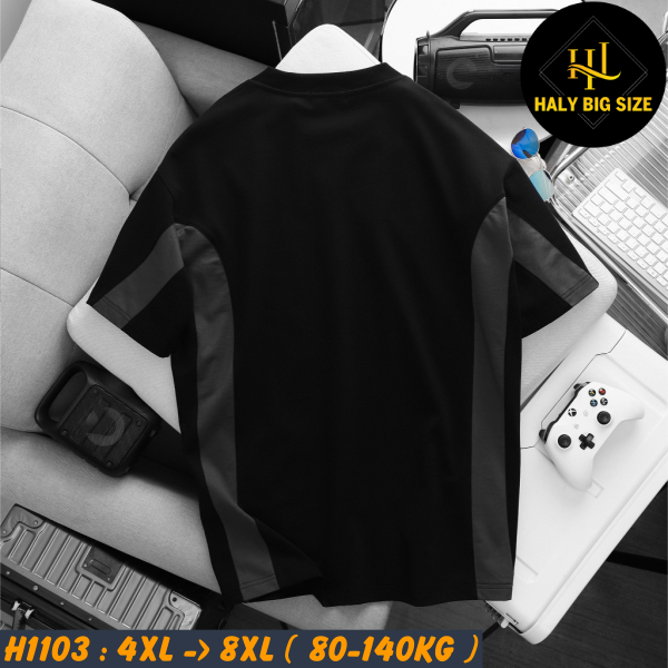 Áo thun nam cotton phối sọc hai bên H1103