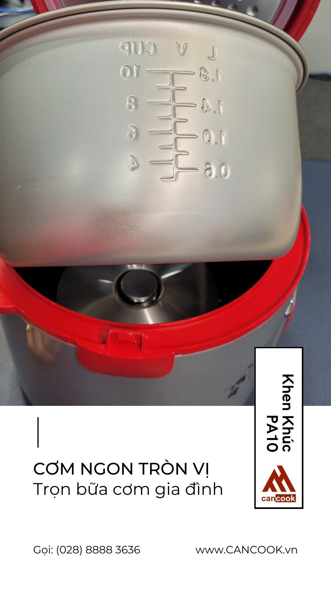 Nồi cơm điện nắp gài lòng nồi tráng men 1.8 lít PA10 hiệu CANCOOK mới 100%