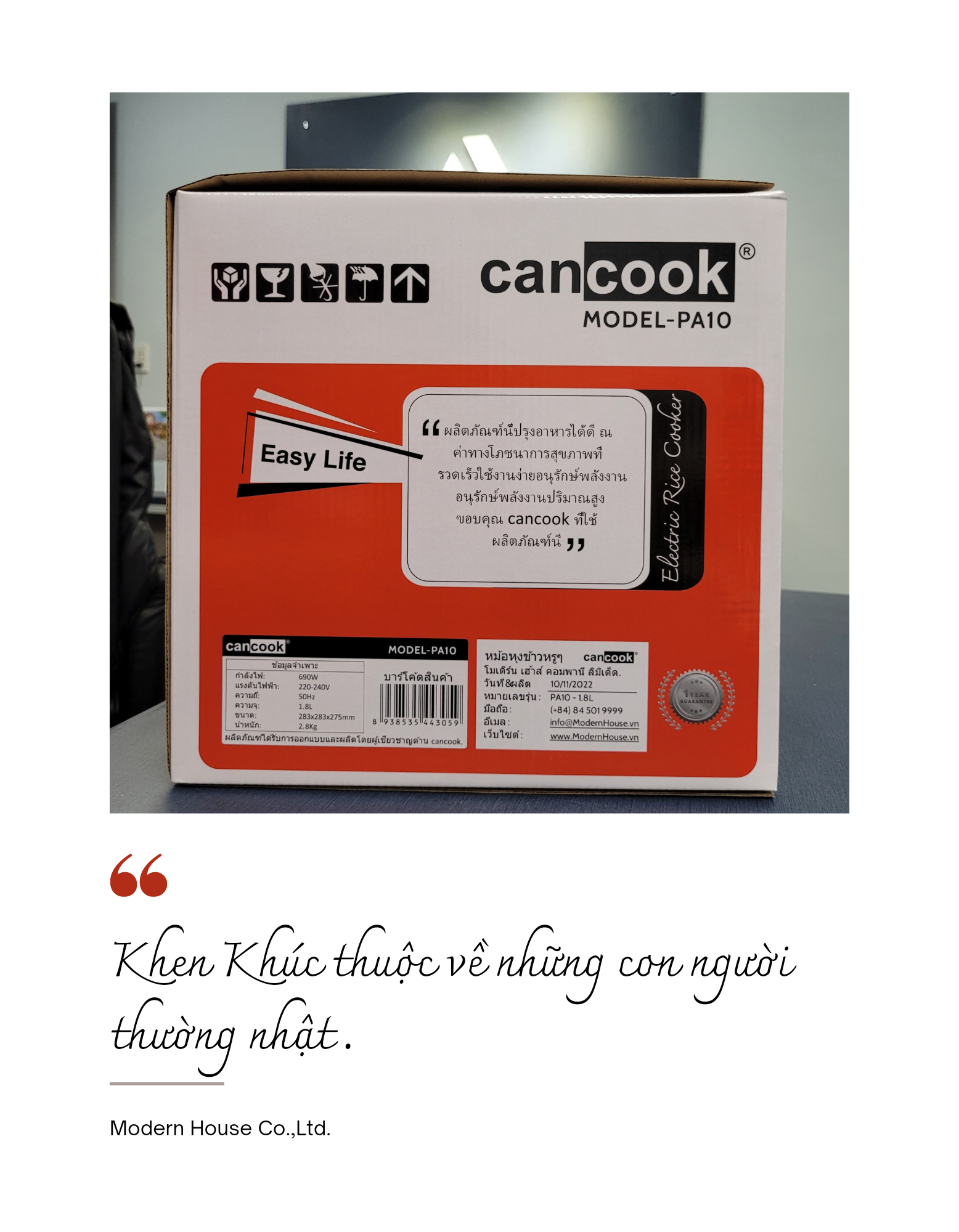 Nồi cơm điện nắp gài lòng nồi tráng men 1.8 lít PA10 hiệu CANCOOK mới 100%