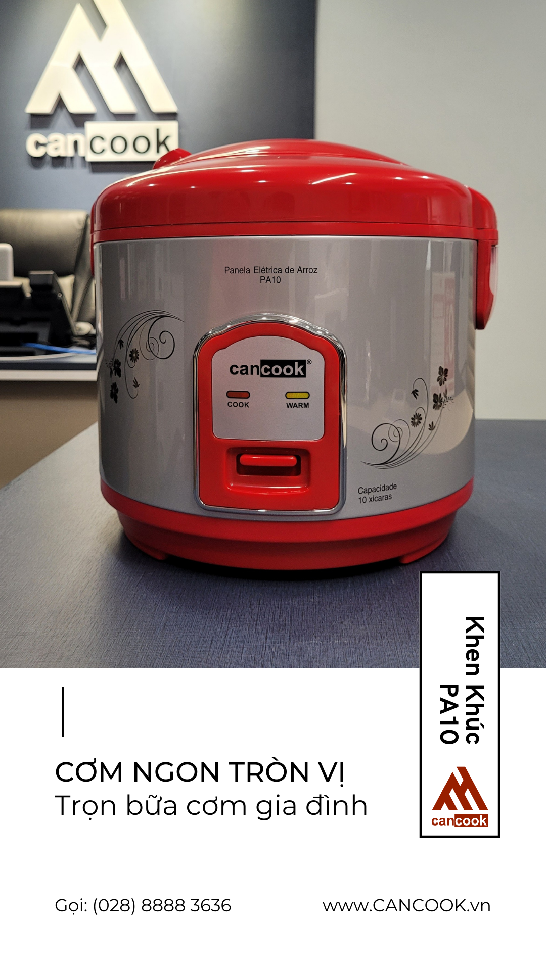 Nồi cơm điện nắp gài lòng nồi tráng men 1.8 lít PA10 hiệu CANCOOK mới 100%