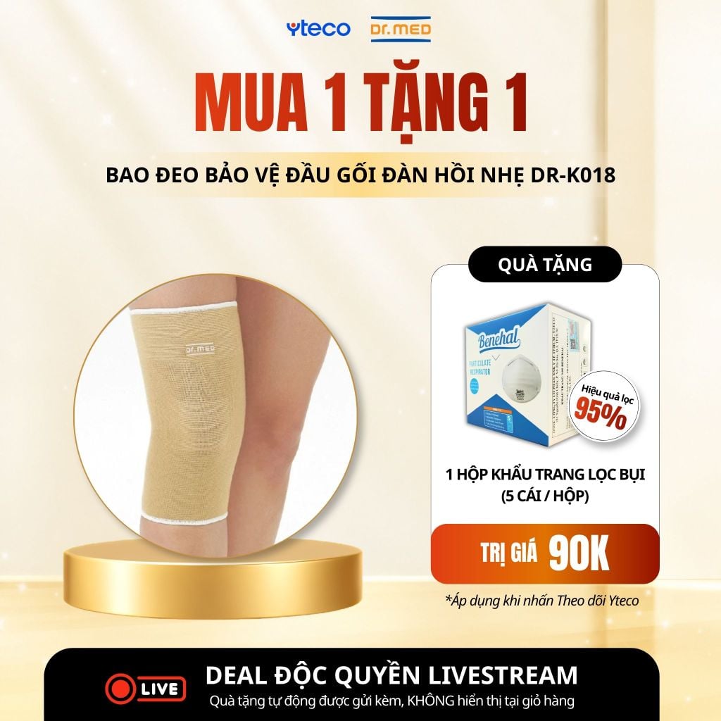 Bao đeo bảo vệ đầu gối đàn hồi nhẹ Dr.MED DR-K018 - YTECO