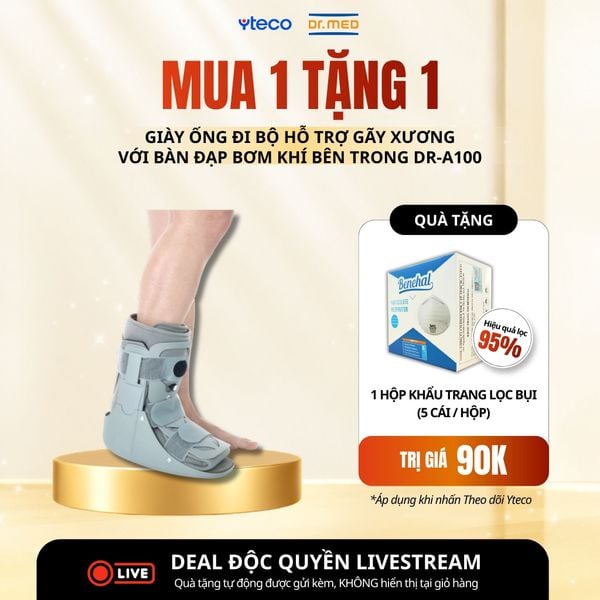 Giày ống đi bộ hỗ trợ gãy xương với bàn đạp bơm khí bên trong (10 inch) Dr.MED DR-A100 - YTECO
