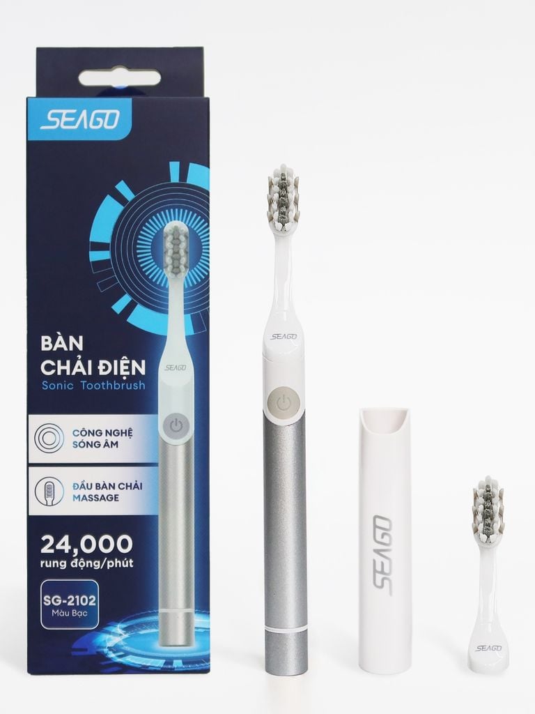 Combo 2 đầu bàn chải điện sóng âm Seago SG-2102 - YTECO