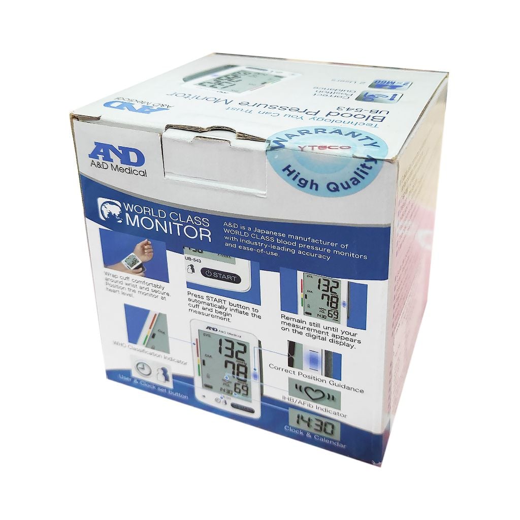 Máy Đo Huyết Áp Cổ Tay  (AND, UB-543, EC, Nhật Bản) -YTECO