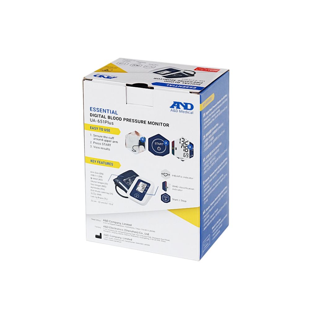 Máy Đo Huyết Áp Điện Tử Bắp Tay (AND, UA-651PLUS, ASIA , Nhật Bản) - YTECO
