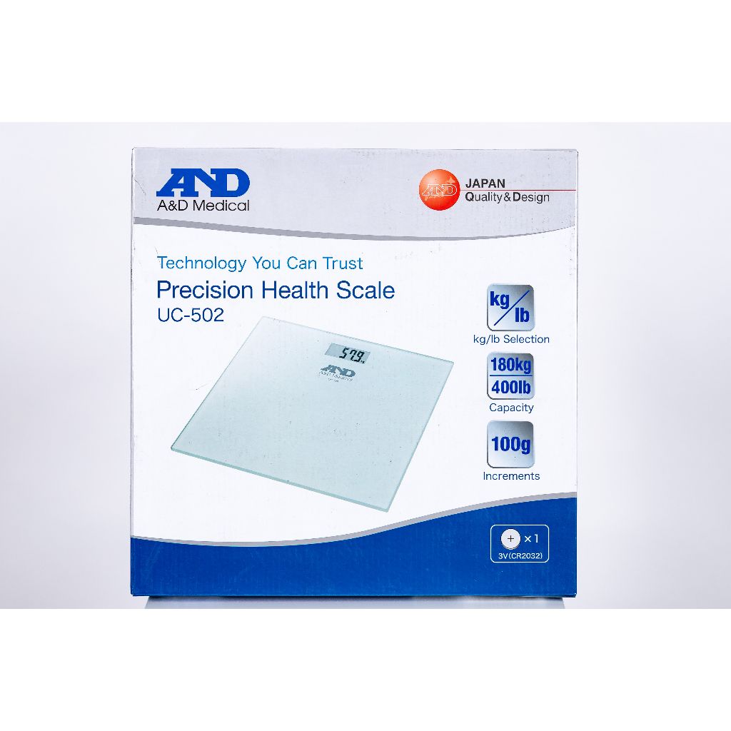Cân sức khỏe điện tử mặt kính cường lực hiện đại AND UC-502
