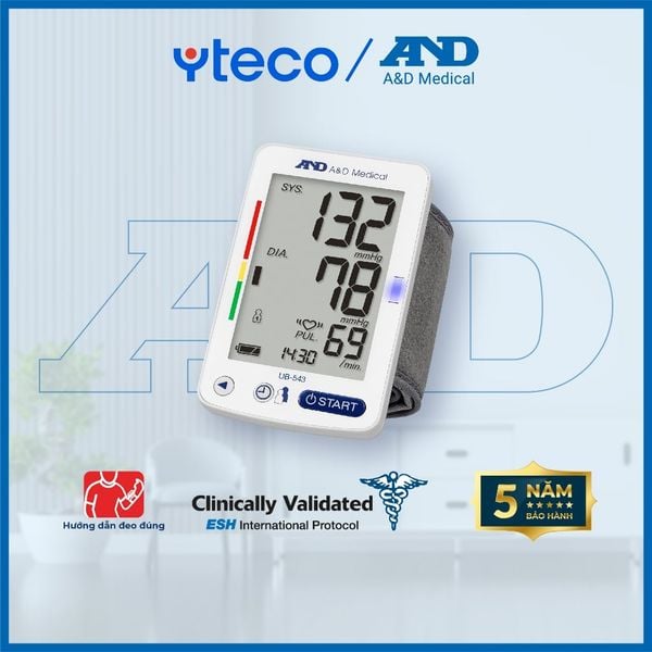 Máy Đo Huyết Áp Cổ Tay  (AND, UB-543, EC, Nhật Bản) -YTECO