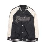  Áo Khoác Bomber MLB Nylon Front Graphic Varsity Jacket New York Yankees 3AJPV0244-50BKS Màu Đen Tay Trắng 