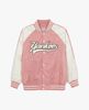 Áo Khoác Bomber MLB Nylon Front Graphic Varsity Jacket New York Yankees 3AJPV0244 Màu Hồng Tay Trắng