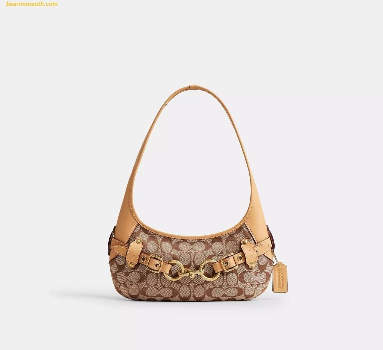  Túi Đeo Vai Coach Belted Ergo Shoulder Bag 26 In Signature Jacquard - Khaki Light Peach 