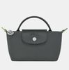  Túi Xách Longchamp Le Pliage Green Pouch With Handle Graphite - Recycled Canvas Size Mini Màu Xám 