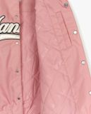  Áo Khoác Bomber MLB Nylon Front Graphic Varsity Jacket New York Yankees 3AJPV0244 Màu Hồng Tay Trắng 