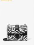  Túi Đeo Chéo Michael Kors Greenwich Small Animal Print Logo Crossbody Bag Màu Đen Trắng Rằn Ri 