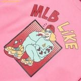  Áo Sweater MLB long-sleeved T-shirt PQJ 3AMTL0224-07PKS LIKE cartoon overfit man-to-man Hồng 
