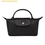  Túi Xách Longchamp Le Pliage City Pouch With Handle Size Mini Noir Black (Da) 
