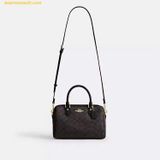  Túi Xách Dáng Trống Coach Rowan Satchel Bag In Signature Canvas Black CV961 