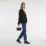  Túi Xách Longchamp Le Pliage City Pouch With Handle Size Mini Noir Black (Da) 