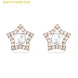  Khuyên Tai, Bông Tai Swarovski Stella Stud Earrings Round Cut, Star, White, Rose Gold-Tone Plated 5645465 
