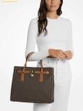  Túi Xách Michael Kors Hamilton Moderne Large Signature Logo Satchel Brown 30F5GNXS3B 