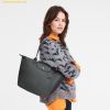  Túi Xách LongChamp Le Pliage Green Size M Tote Bag Graphite - Recycled Canvas (Xám) 