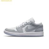  Giày Thể Thao Nike Air Jordan 1 Low White Wolf Grey W DC0774-105 - Xám Trắng 