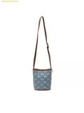  Túi Đeo Chéo MLB Classic Monogram Vintage Denim Mini Bucket Bag New York Yankees (Size 19) 3ABMMV55N-50BLL - Xanh 