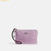 Ví Dài Coach Corner Zip Wristlet In Signature Leather With Heart Charm Silver Light Violet CDF04