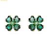 Bông Tai, Khuyên Tai Swarovski Idyllia stud earrings Clover, Green, Gold-tone plated