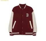  Áo Khoác Bomber MLB Common Logo Wool Varsity Jacket 3AJPB0131-43WIS Tay Da 