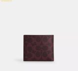  Ví Nam Coach 3-In-1 Wallet In Blocked Signature Canvas Black Currant CW380 