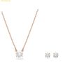 Bộ Trang Sức Dây Chuyền Và Bông Tai Swarovski Stilla Attract set Round cut, White, Rose gold-tone plated 5616233 
