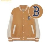  Áo Khoác Bomber MLB Basic Medium Logo Wool Varsity Jacket BOS (Sand) 