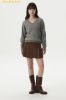  Áo Len Tay Dài WHOAU Steve Cable V-neck Pullover Melange Gray WHKAG4922F 