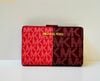 Ví Gập Bucket Michael MK Jet Set Medium Logo Wallet Đỏ Logo