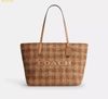 Túi Tote Coach City Tote Bag With Gingham Print Tan CES22