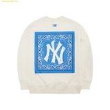  Áo Sweater MLB Paisley Man-to-Man New York Yankees Sweatshirts Unisex White 3AMTI0121-50CRS 