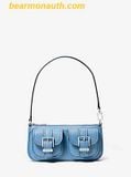  Túi Đeo Vai Michael Kors Zoe Small Pebbled Leather Pochette Xanh Blue 