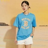  Áo Phông MLB Basic Neon Logo Overfit Boston Red Sox N.Blue 