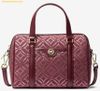  Túi Trống Michaelkors MK Signature Travel Small Metallic Duffle Bag Oxblood Multi Màu Đỏ Đô 