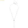  Dây Chuyền Swarovski Ariana Grande x Swarovski Y necklace Mixed cuts, Crystal pearl, Heart, White, Rhodium plated 5720855 
