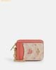 Ví Thẻ Coach Zip Card Case In Signature Canvas With Floral Print Hồng Nhạt