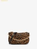  Túi Đeo Vai Michael Kors MK Carmela Small Cheetah Print Calf Hair and Leather Satchel Màu Đen Da Beo 