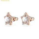 Khuyên Tai, Bông Tai Swarovski Stella Stud Earrings Round Cut, Star, White, Rose Gold-Tone Plated 5645465 