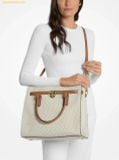 Túi Xách Michael Kors Hamilton Moderne Large Signature Logo Satchel Vanila 30F5GNXS3B 