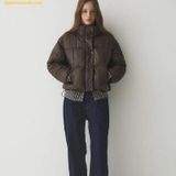  Áo Khoác Phao WHOAU High Neck Short Puffer Padding WHJPE4V15F Màu Nâu 
