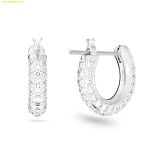  Khuyên Tai, Bông Tai Swarovski Dextera hoop earrings Pavé, Small, White, Rhodium plated 5446004 