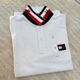  Áo Polo Tommy Hilfiger White Polo Shirt with Logo & Contrast Collar T-shirt Trắng 
