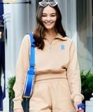  Áo Half-zip MLB Women's Medium Logo Crop Half-Zip Man-to-Man BOS L.Sand 3FMTB0731-43SAL 