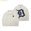  Áo Khoác Lông MLB Basic Mega Logo Stand-Neck Fleece Jumper DT 3AFDB0326-46CRS - Trắng Kem 
